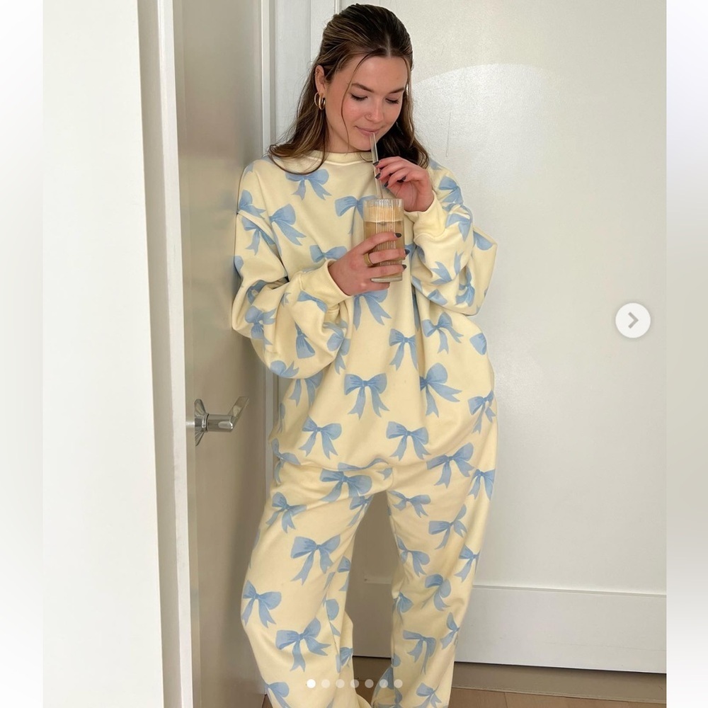 Happy Camp3r bows pajamas pants coquette watercolor lounge butter pastel